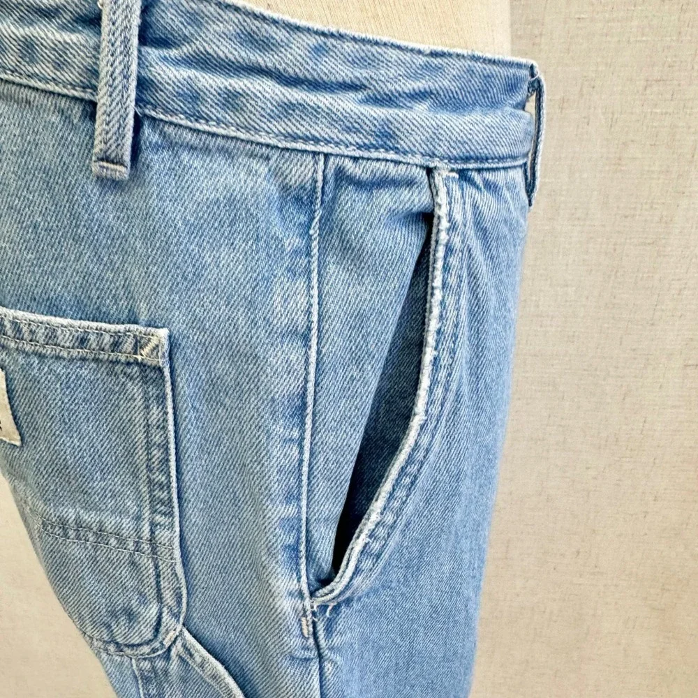 Carhartt WIP Pierce Carpenter Jeans Light Blue Wash RW Boyfriend Denim Size 28‎